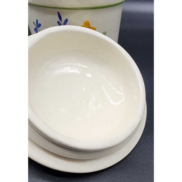 Crock Shop Santa Ana California Cookie Jar Canister with Lid Blue Green Floral - Picture 6 of 11